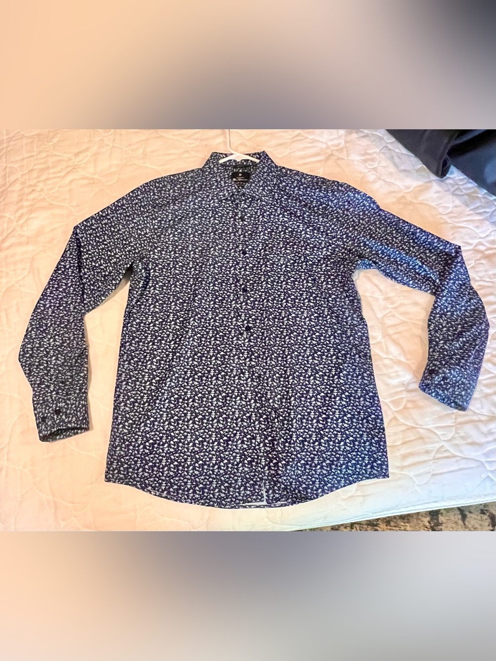 Ben Sherman Navy and White Floral Button-Up Shirt